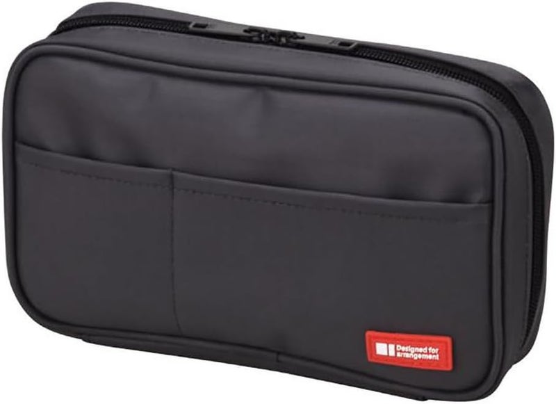 LIHITLAB Lihit Lab Zipper Pen Case - Black, 7.9 x 2.8 x 4.7 Inches, Ideal for Office and School Use - Image 1